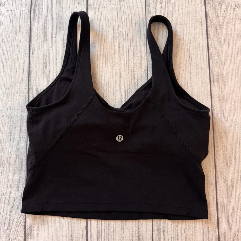 Lululemon Align Tank Top Womens 6 Black Nulu Cami Cropped Built In Bra Yoga Gym